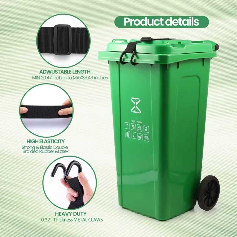 QUFA Metal Non-Slip Double Claw Trash Can Lid Lock, Adjustable Animal-Proof & Windproof Garbage Can Lock, Universal Fit for 28-96 Gallon Outdoor Bins (1) - Image 4
